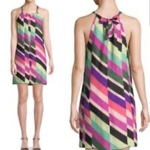 Trina Turk silk Rancho wind chimes multicolored stripped dress size large